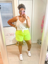 Load image into Gallery viewer, On The Run Windbreaker Shorts- Neon Lime