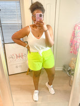 Load image into Gallery viewer, On The Run Windbreaker Shorts- Neon Lime