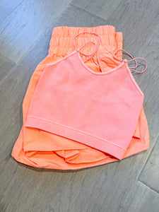 On The Run Windbreaker Shorts- Neon Coral