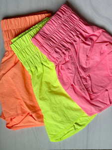 On The Run Windbreaker Shorts- Neon Yellow