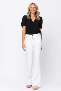 Lena White Butterfly Pocket Flare Jeans by Judy Blue