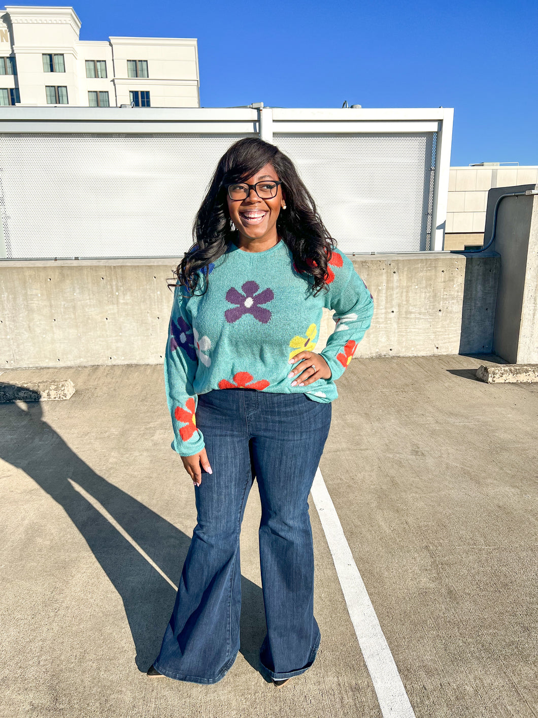 Fresh Daisies Flower Sweater