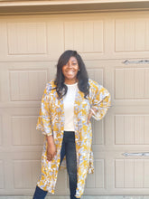 Load image into Gallery viewer, Mustard Floral Kimono