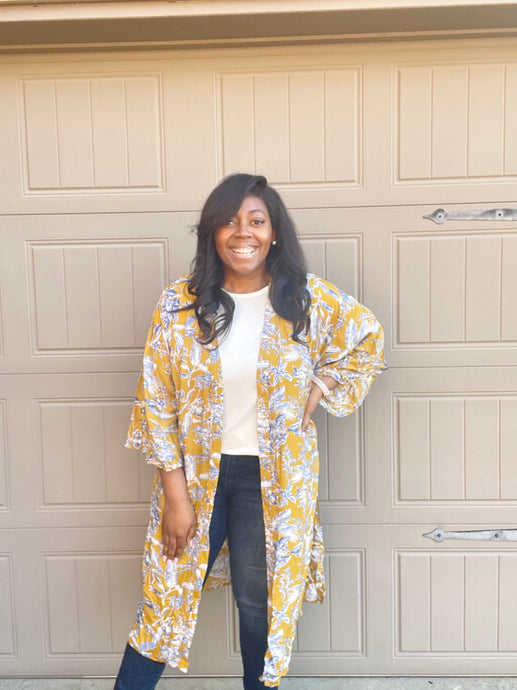 Mustard Floral Kimono