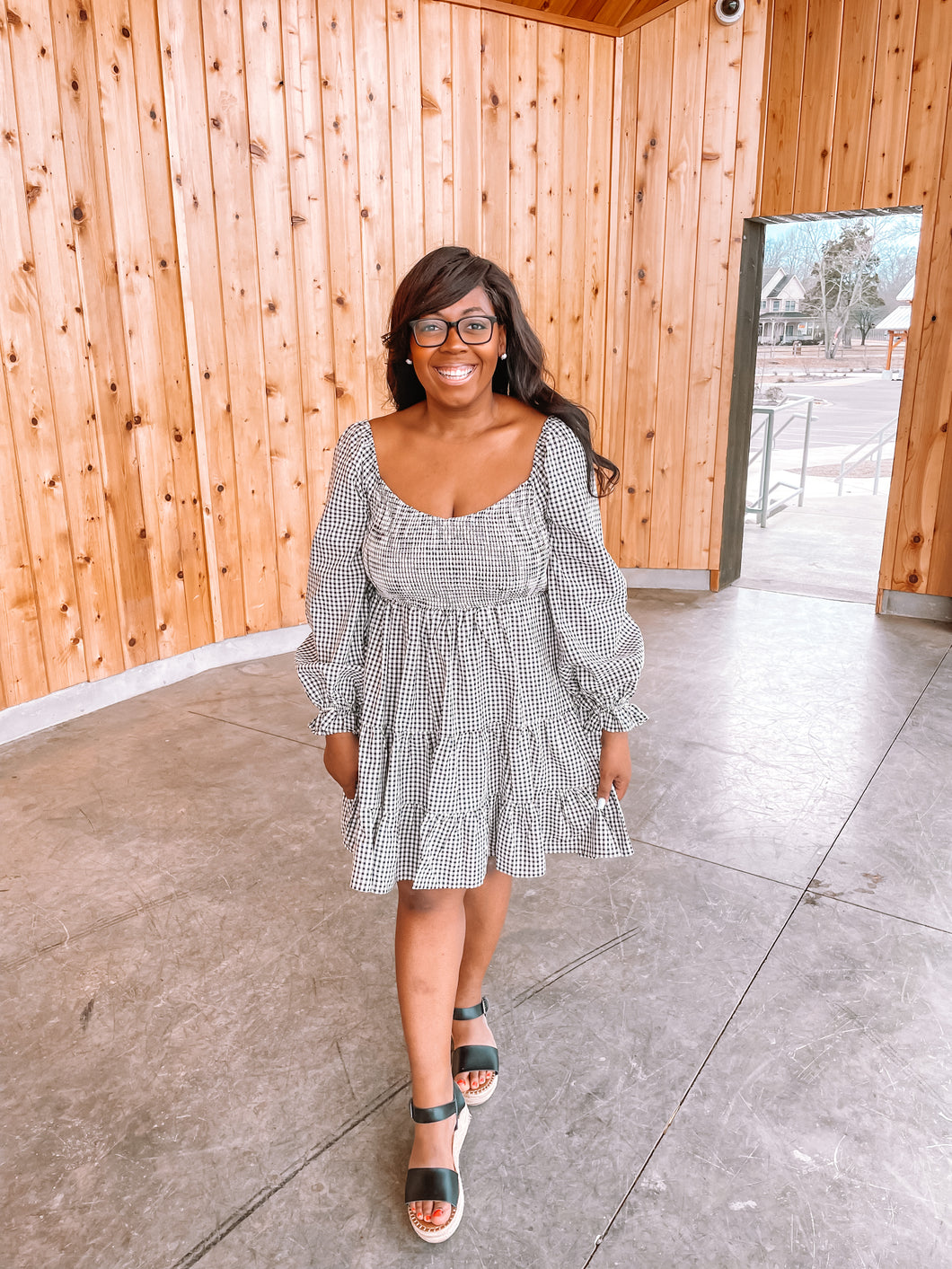 Lady Like Smocked Gingham Dress